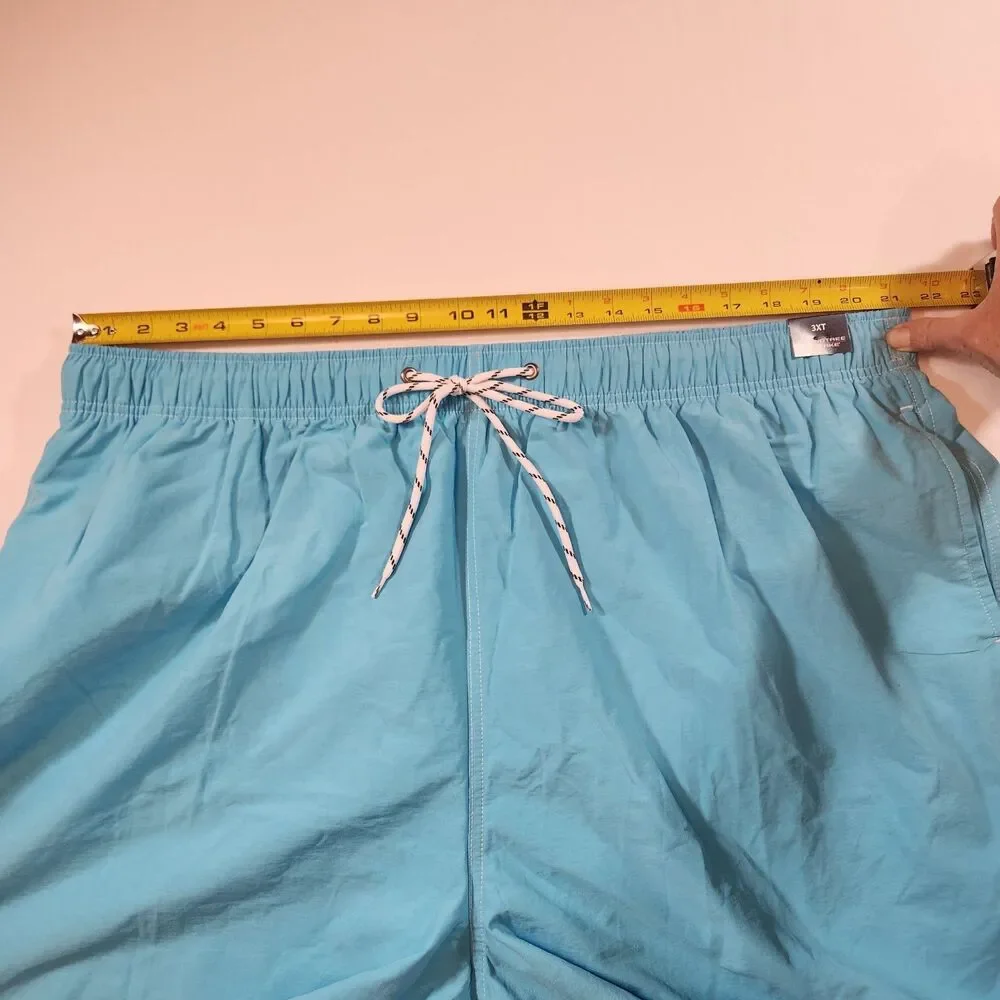 Roundtree & Yorke Solid Light Blue Swim Trunks Mens Sz 3XT Drawstring New Tags!